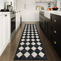 Lahome Checkered Washable Rug Runners for Hallways Non Slip,2x10 Black Kitchen Bathroom Runner Rug,Trellis Low Pile Indoor Carpet Runner for Bedroom Entryway Foyer(2'x10',Black)