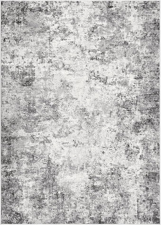 5x7 Area Rug Living Room Rugs - Washable Neutral Modern Abstract Soft Thin Large Rug Indoor Floor No Slip Rug Carpet for Bedroom Under Dining Table Home Office Decor - Grey
