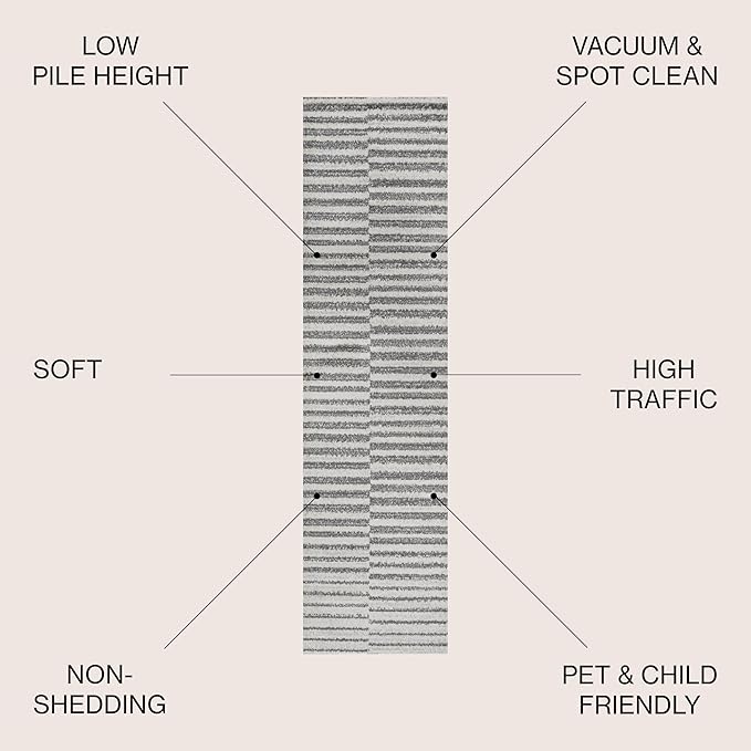 JONATHAN Y Lyla Offset Stripe Gray/Cream Runner Rug, 2x8, Contemporary, Modern, Easy-Cleaning for Living Room, Bedroom, Kitchen, Pet Friendly, Non-Shedding (MOH204A-28)