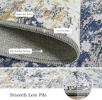 Toneed Abstract Area Rug Modern Washable Rug Soft Non Slip Rug Low Pile for Bedroom Living Room Dining Room Blue 4x6 Feet