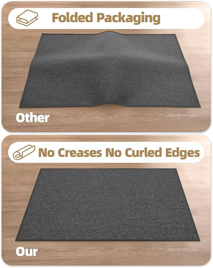 Color&Geometry Thin Indoor Entrance Mats, 24"X36" Indoor Mats for Entryway Non Slip Rubber Backed, Dirt Trapper Door Rugs for Entryway Indoor 2x3 Washable, Charcoal Grey (Rolled-up NO Creases)