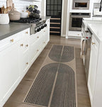 Easy Jute Rainbow Runner Rug, 2x6 Washable Rugs Runner for Hallway Non-Slip Boho Farmhouse Kitchen Runner Rug, Black and Nature Abstract Outdoor Carpet for Porch Laundry Entryway