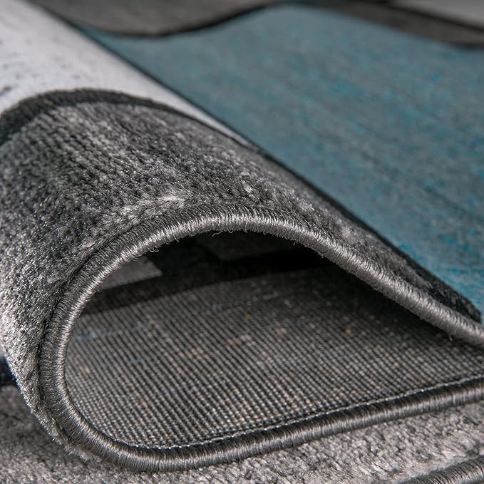 Rugshop Contemporary Modern Boxes for Open Spaces,Living Room,Large Areas,Bedroom,Kitchen Non Shedding Area Rug 12' x 15' Blue