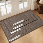 LEKEEPGO Door Mat 24"x47", Non Slip Door Mat Indoor Entrance, Rubber Backing Front Indoor Doormat Washable Absorbent Low-Profile Entryway Entry Resist Dirt Inside Door Mats, Brown