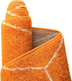 Unique Loom Trellis Frieze Collection Area Rug - Geometric (4' 1" Round, Orange/ Ivory)