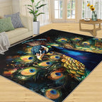 Peacock Rugs for Bedroom - 6x9 Area Rug - 3D Peacock Rugs for Living Room, Abstract Watercolor Animal Rug, Non-Slip Washable Home Decor Carpet