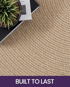 DEXI Round Jute Rug Natural Fiber 4x4, Braided Woven Area Rugs No Shed, Soft Neutral Rustic Carpet Mat for Indoor Outdoor Patio Dining Living Room Bedroom Farmhouse, 4ft, Beige