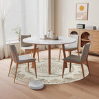 Easy-Going Round Rug 6ft Area Rug Washable Boho Neutral Circle Rugs for Living Room Non-Slip Bedroom Rug Low Pile Lightweight Floral Brown Print Vintage Throw Rug for Dining Room Kitchen Home Office