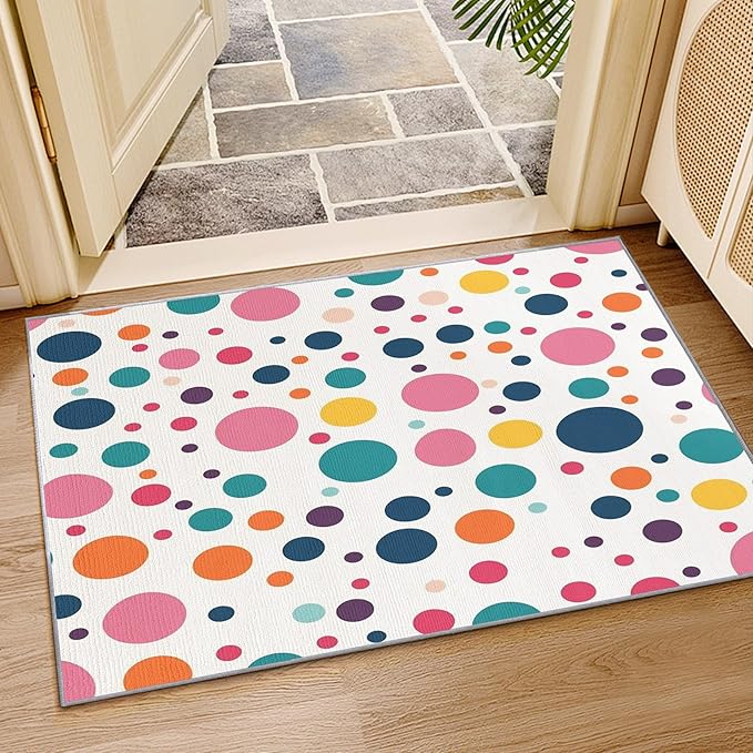 Polka Dots Rugs for Kids Room -Polka Dot Rug, 5x6 ft, Colorful Dots Area Rug, Multicolor Geometric Washable Non-Slip Stain Resistant Carpet, Kids Nursery Playroom Home Decor & Gifts