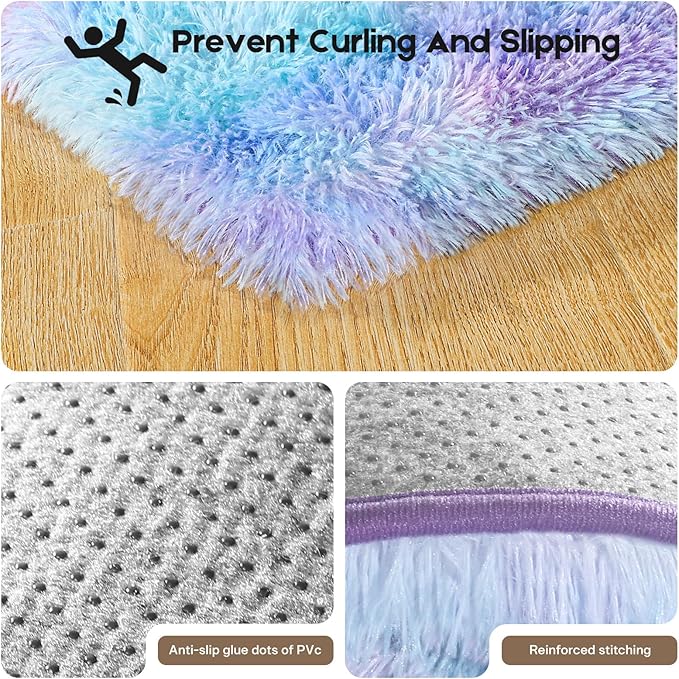 6x9 Area Rugs for Living Room, Fluffy Large Rugs for Bedroom, Soft Shag Fuzzy Non-Slip Carpet for Kids Boys and Girls Nursery Room Dorm Indoor Home Decor (Rainbow, 6ft x 9ft)