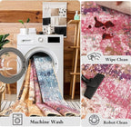 Washable Abstract Runner Rug, 2x6 Modern Area Rugs with Non-Slip Rubber Backed for Kitchen, Thin but Soft Contemporary Carpet Bedroom Entryway Hallway Decor, Galaxy