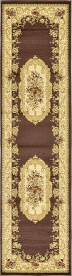 Unique Loom Versailles Collection Traditional Classic Floral Motif Area Rug (2' 7 x 10' 0 Runner, Brown/ Ivory)