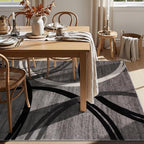 Rugshop Wavy Circles Design Area Rug, Fade-Resistant Carpet for Living Room, Dining Room, or Bedroom, Gray, 6'6" x 9'