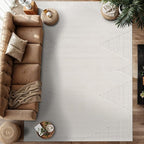 Modern Micro Loop Indoor Area Rugs for Living Room Bedroom Kitchen Geometric Triangle White 8x10 Luxury Durable Low and High Pile Non-Shedding Stain Resistant Soft Area Carpet 8 x 10