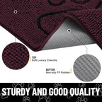 Smiry Dog Door Mat for Muddy Paws, Absorbent Dirt Trapper Non Slip Quick Dry Washable Chenille Mat for Mud Dogs, Entry Rug for Indoor and Outdoor (30x20 Inches, Russet and Black)