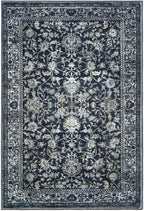 KILOCOCO Area Rug 6x9 Living Room Rug Washable Printed Vintage Floral Non Slip Soft Rubber Backed Indoor Bedroom Rugs for Laundry Room Kitchen Playroom Moroccan Area Rugs, Navy/Charcoal