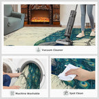 Peacock Area Rug 5x7-5x7 Rug, Peafowl Rugs for Living Room, Teal Turquoise Carpet, Modern Style Washable Area Rugs for Bedroom, Peacock Feather Carpet - Peafowl Home Decor & Gifts
