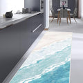 Beach Pattern 2x6ft Runner Rug Non Slip Washable Kitchen Runner Rug with Rubber Backing，Low-Pile Soft Washable Runner Rugs for Hallway Entryway Kitchen Bedroom Living Room Bathroom