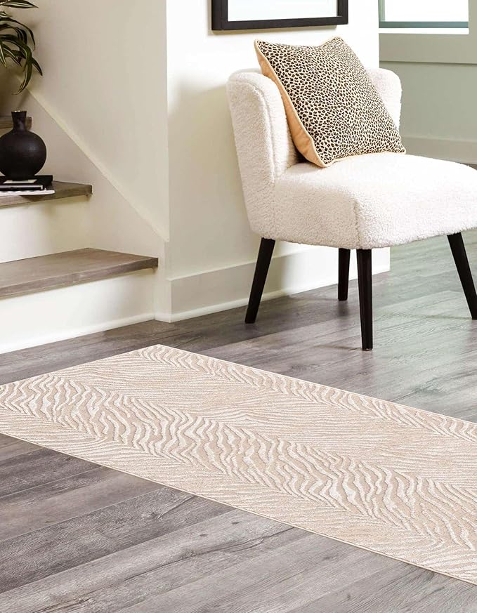 Unique Loom Finsbury Collection Area Rug - Meghan (2' x 8' Runner, Ivory Beige)