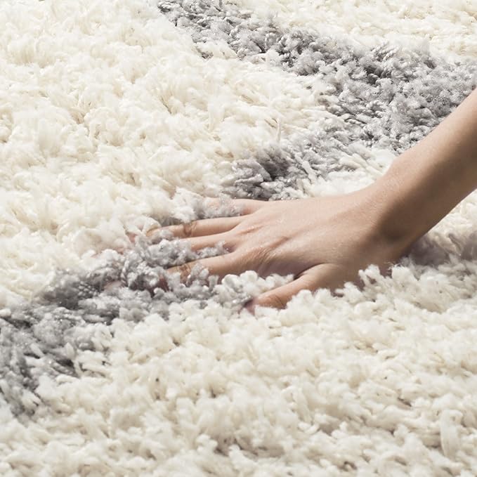 SAFAVIEH Dallas Shag Collection Area Rug - 6' x 9', Ivory & Grey, Trellis Design, Non-Shedding & Easy Care, 1.5-inch Thick Ideal for High Traffic Areas in Living Room, Bedroom (SGD257F)