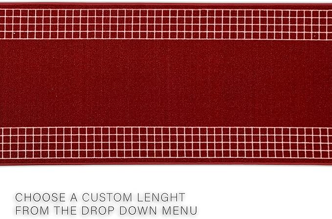 Custom Made Runner Rug for Kitchen Foyer Hallway Entry Choose Your Length 31 Inch Wide Geometric Checkered Design Red Color (50 feet x 31 Inch)