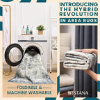 Istana 4x6 Rug - Navy Area Rugs 4x6 - Kid & Pet Friendly Machine Washable Rugs - 4 x 6 Area Rug Non Slip & Non Shedding Area Rug - Foldable Rug for Room for Bedroom