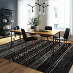 BESTSWEETIE 5x7 Area Rugs for Living Room Washable Moroccan Farmhouse Neutral Geometric Low Pile Non-Slip Soft Print Pattern Rug for Bedroom Kitchen Dining Room Entryway Black/White