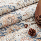 jinchan Area Rug 6x9 Washable Living Room Rug Vintage Distressed Orange Multi Floral Floor Cover Indoor Mat Retro Carpet Bedroom Office Kitchen Farmhouse