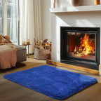 Zentavio Bedside Rugs Small 2x3 Shag Entry Entrance Rugs Soft Boys Bedroom Carpet Navy Area Rugs for Dorm College Essentials Non-Slip Living Room Throw Rug Home Decor Aesthetic Nursery Blue