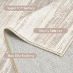 PADOOR Modern Abstract Runner Rug - 2x10 Washable Hallway Rugs, Ultra Soft Non-Slip Low Pile Floor Rugs for Hallway Entryway Kitchen Bedroom Bedside Laundry Room Brown