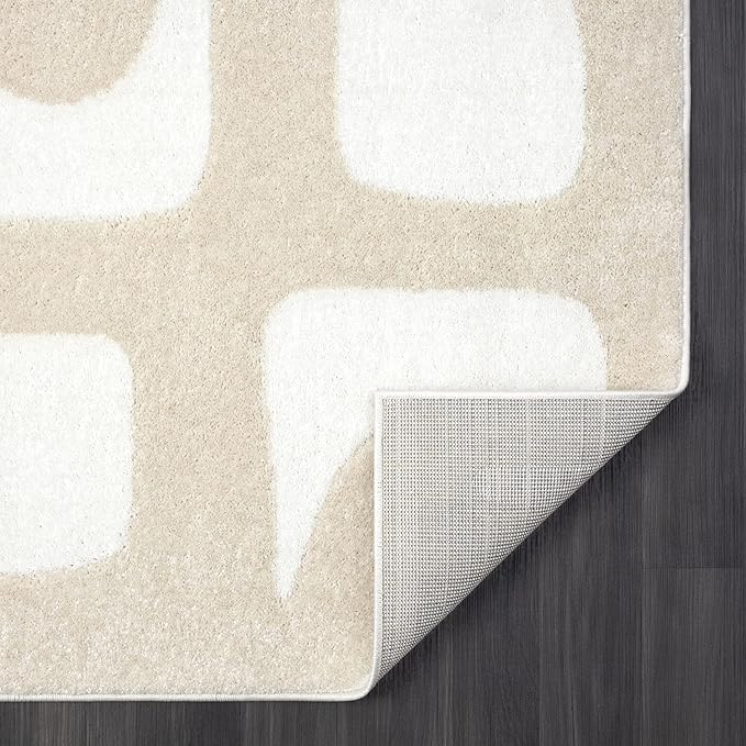Abani Nuevo Collection Area Rug - Modern Geometric Beige/Cream Design - 6'x9' - Easy to Clean - Durable for Kids and Pets - Non-Shedding - Medium Pile - Soft Feel - for Living Room, Bedroom & Office
