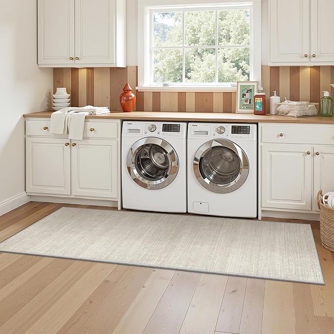Valenrug Washable Rugs 2x5 - Stain Resistant 2x5 Area Rugs for Living Room, Non Slip Backing Large Area Rugs for Bedroom, Folable Machine Washable Area Rug (2'x5', Beige)