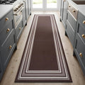 Beverly Rug Non Slip Area Rugs 2x5 Modern Bordered Non Skid Rubber Backing Soft Runner Rug for Living Dining Room Easy to Clean Non Shedding Kitchen Bedroom Indoor Carpet 2 x 5 Brown