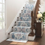 jinchan Kelda Runner Rug 3x10 Vintage Hallway Rug Washable Runner Retro Floor Cover Lightweight Non-Slip Low Pile Thin Distressed Carpet for Entryway Bathroom Laundry Room Bedroom Stairway Navy Blue