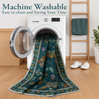 Lahome Insect Print Washable Rugs for Living Room, Soft Area Rug 6x9 Rug for Bedroom Ultra-Thin Non Slip Dining Room Rug, Stain Resistant Modern Rug Large Carpet for Office Nursery(6'x9',Dark Green)