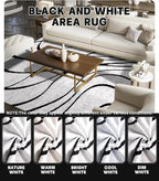 YIHOUSE Modern Rugs for Living Room, 8x10 Washable Black and White Area Rug, Thin Abstract Geometric Striped Rug, Area Rug for Bedroom,Kitchen,Dining Room,Office