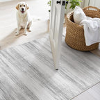 PADOOR Modern Abstract Runner Rug - 2x5 Washable Hallway Rugs, Ultra Soft Non-Slip Low Pile Floor Rugs for Hallway Entryway Kitchen Bedroom Bedside Laundry Room Grey