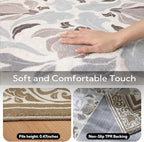 SOULFUL Medium Pile 3x5 Area Rug - Cozy Soft Underfoot Small Entryway Rug - Brown Boho Floral - Washable Non-Slip - Perfect for Living Room Bedroom Foot Kids Room Reading Nook