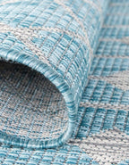 Unique Loom Outdoor Trellis Collection Area Rug - Tribal Trellis (5' 3" x 8' Oval, Aqua/ Ivory)