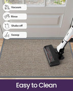 DEXI Ultra Thin Entryway Door Mat 24x36, Non Slip Rubber Backing Inside Entry Mat, Low Profile Easy Clean Dirt Trapper Doormat for Inside Entrance Patio, Grey