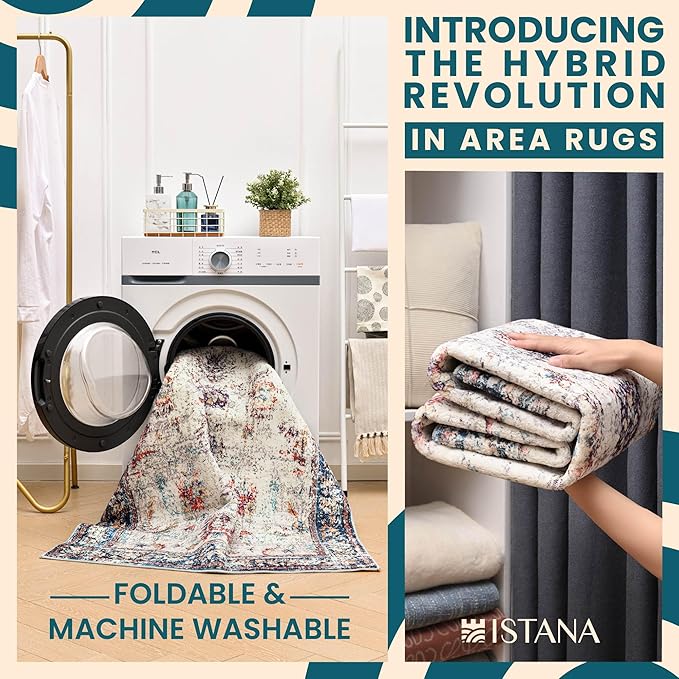 Istana Large Rug 9x12 - Multi Colors Living Room Rug Colorful - 12x9 Area Rug - Stain Resistant 12x9 Rugs for Living Room - Eco-Friendly Natural Fiber Rugs 9x12 - Large Boho Area Rug