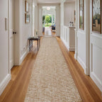 Collive Boho 18 ft Long Runner Rug for Hallway, Washable Kitchen Runner, Cotton Hand-Woven Farmhouse Neutral Carpet Runners, Tan/Cream Low Pile Entryway Floor Runners for Bedroom