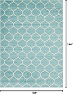 Rugs.com Lattice Frieze Collection Rug – 9' x 12' Light Blue Medium Rug Perfect for Living Rooms, Large Dining Rooms, Open Floorplans