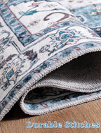SERISSA Boho Washable Runner Rug, 2x6 Rug Non-Slip Vintage Blue Hallway Kitchen Runner Rug Ultra Soft Print Distressed Floor Carpet for Bedroom Bathroom Laundry Living Room