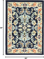 Rugs.com Yasmin Collection Rug – 2' x 3' Navy Blue Medium Rug Perfect for Entryways, Kitchens, Breakfast Nooks, Accent Pieces