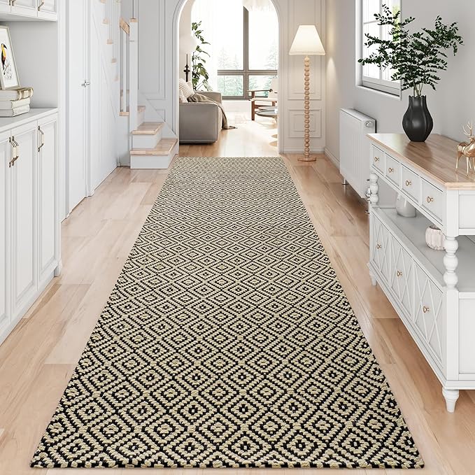 Hallway Runner Rug 2x8, Washable Kitchen Runners Non Slip, Ultra Thin Entryway Floor Mat Fit Under Door, Soft Low Pile Cotton Boho Carpet for Laundry Outdoor Bedroom