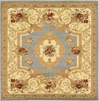 Unique Loom Versailles Collection Traditional Classic Floral Motif Area Rug (6' 0 x 6' 0 Square, Slate Blue/ Ivory)