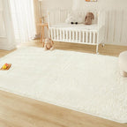 Andency 8x10 Area Rugs for Living Room, Cream Non-Slip Fluffy Soft Large Shag Bedroom Carpet, Big Indoor Thick Nursery Rug for Kids Dorm Home Decor Aesthetic