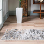 Rugs.com Leipzig Collection Rug – 8 Ft Runner Beige Low-Pile Rug Perfect for Hallways, Entryways