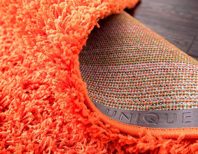 Unique Loom Solid Shag Collection Area Rug (6' 1" x 9' Rectangle, Tiger Orange)